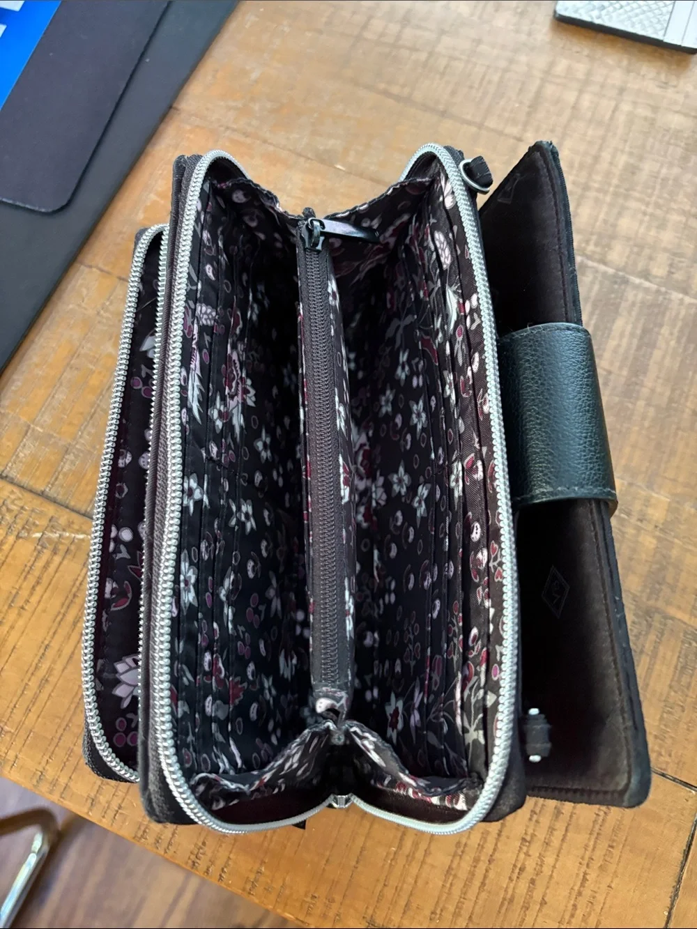 Vera Bradley Black Quilted Zip-Around Wallet